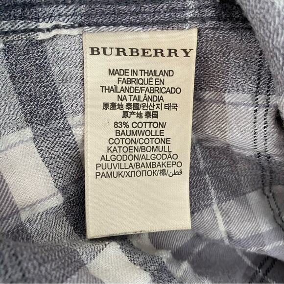 Burberry Brit Nova Check Gray Cream Button Down Shirt size large - Picture 5 of 6
